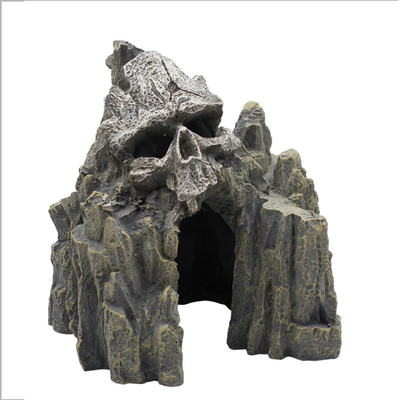 Large Skull Mountain Aquarium Decorations for Halloween-Themed Fish Tanks and Spooky Aquatic Displays