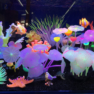 Artificial Anemone Coral Aquarium Decorations Glow in the Dark Plants