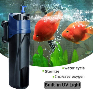 Aquarium Fish Tank Pump Filter With Built in UV Sterilizer Light