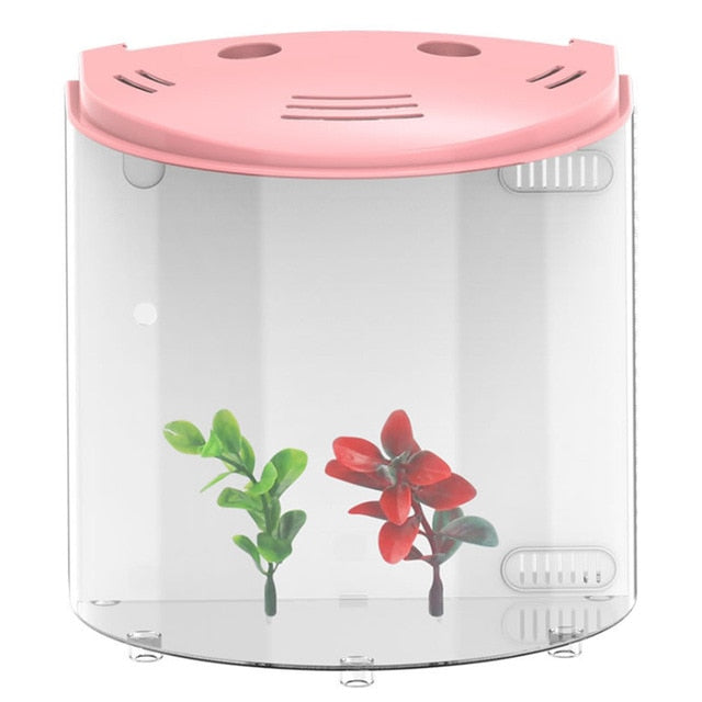 5L Self Cleaning Aquarium Set with Built-In Filter Fish Tank for Desktop