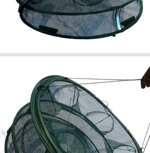 7 Holes Mesh Automatic Folding Round Fish Trap Net for Crab Shrimp Minnow Fish