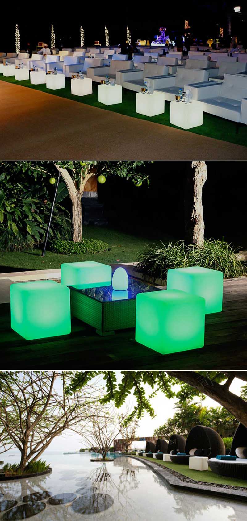 4-10 Inches LED Cube Lights Glow Chairs for Pond, Garden and Patio Decorations