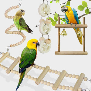 8 Pcs Parrot Birds Swing Chewing Rack Toy Set