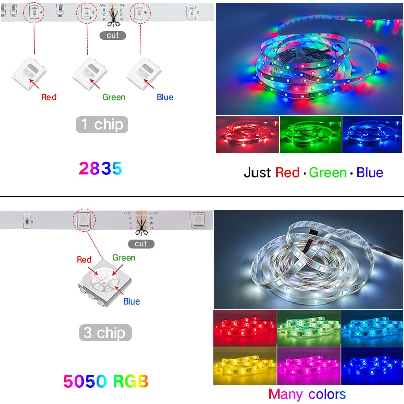 5 to 30M Length Waterproof LED Strip Lights with Bluetooth Control