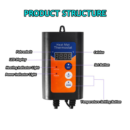 1000W Reptile Thermostat Temperature Controller for Terrariums and Reptile Enclosures