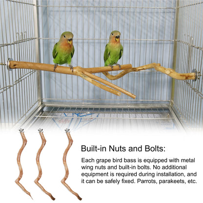 Natural Wooden Bird Perch Stand  Comfortable Pole Stick for Parrots, Cockatiels, and Small Birds