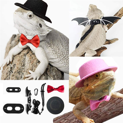 Reptile Hat and Bow Tie Costume  Adorable Accessories for Lizards, Geckos, and Small Reptiles