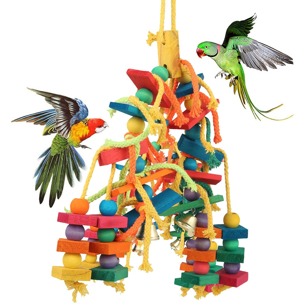 Natural Wood Chewing Toy  Safe Biting and Play for Parrots, Cockatiels, and Small Birds