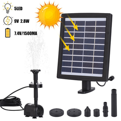 Solar Fountain Pump Set with LED Lights for Pond, Pool & Garden