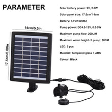 Load image into Gallery viewer, Solar Fountain Pump Set with LED lights for Pond Pool Garden
