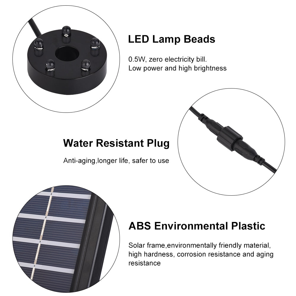 Solar Fountain Pump Set with LED Lights for Pond, Pool & Garden