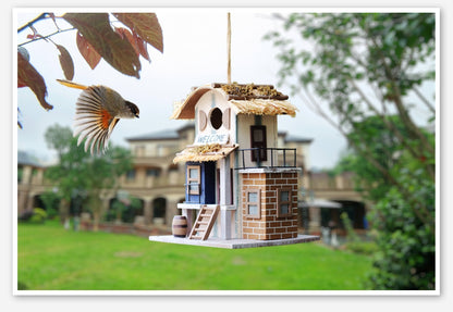 Hanging Modern Wooden Villa Birdhouse