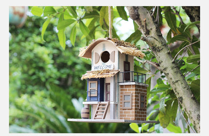 Hanging Modern Wooden Villa Birdhouse