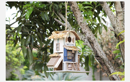 Hanging Modern Wooden Villa Birdhouse