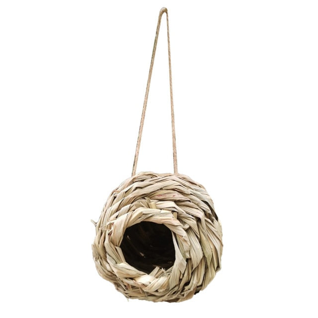 Bird Nest Natural Grass Straw House Cage  Eco-Friendly Hanging Birdhouse