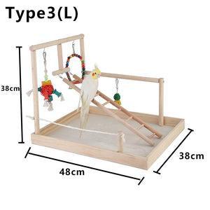 Parrot Cockatiel Parakeet Pet Bird Wooden Perch Playground Exercise Toy