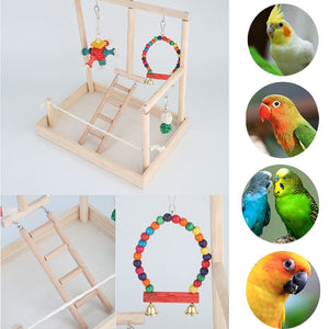 Parrot Cockatiel Parakeet Pet Bird Wooden Perch Playground Exercise Toy