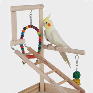 Parrot Cockatiel Parakeet Pet Bird Wooden Perch Playground Exercise Toy