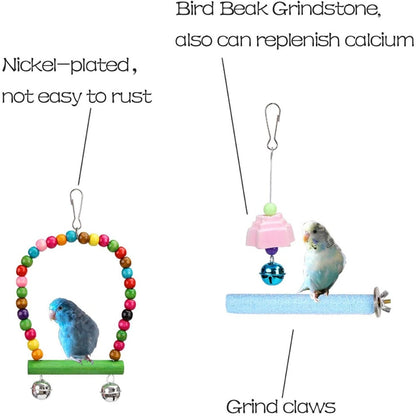 14-Piece Bird Toy Set  Ultimate Hanging, Climbing, and Biting Toys for Parrots, Cockatiels, and Small Birds