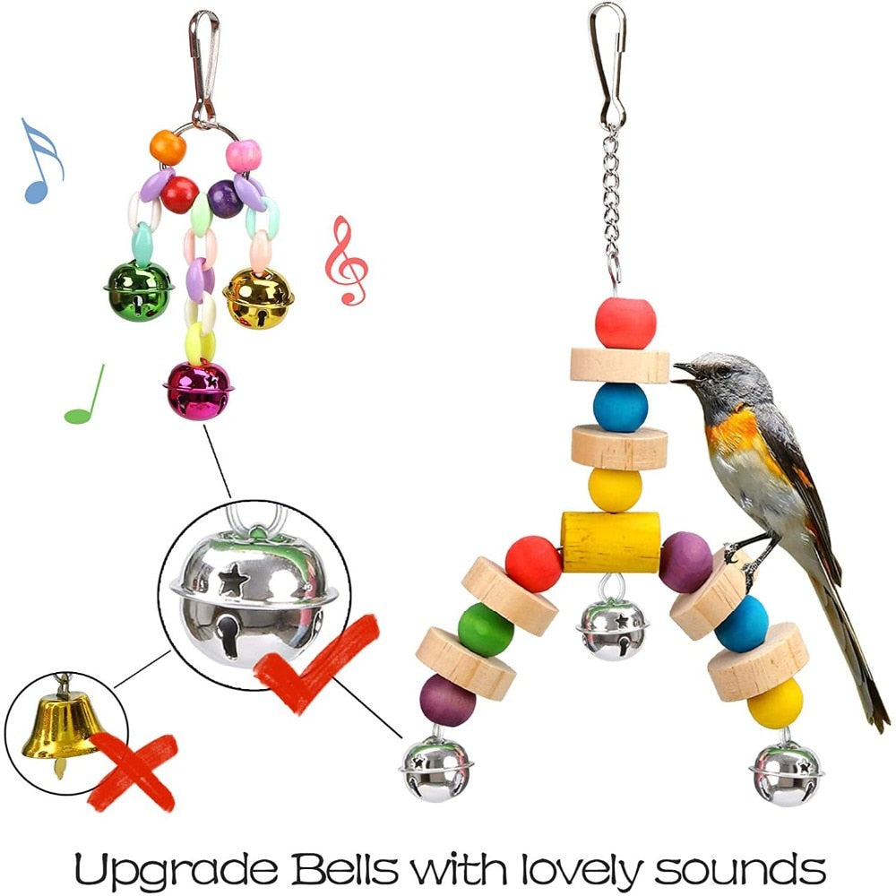 14-Piece Bird Toy Set  Ultimate Hanging, Climbing, and Biting Toys for Parrots, Cockatiels, and Small Birds