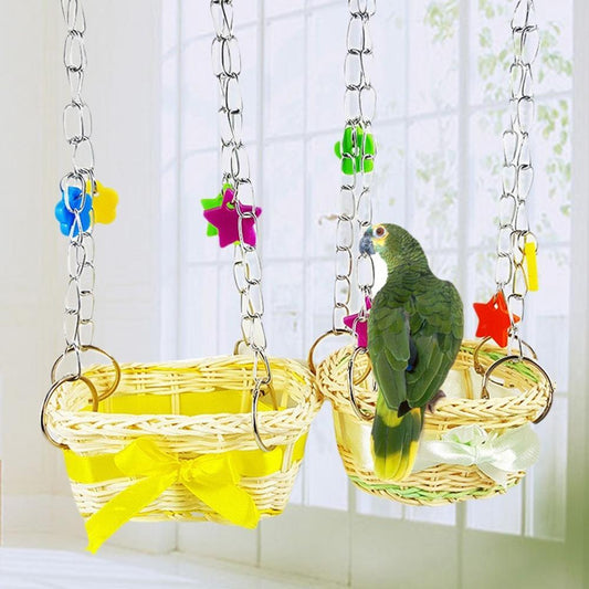 Parrot and Cockatiel Hanging Basket Toy  Fun Climbing and Biting Accessory