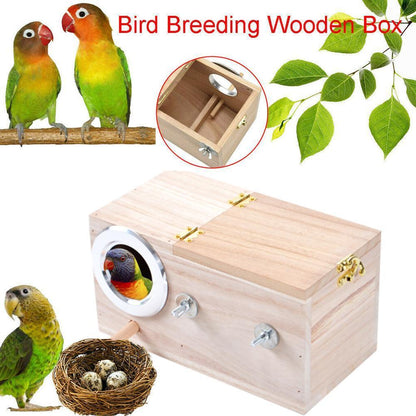 Parakeet and Lovebird Breeding Box  Wooden Nest House for Mating and Comfort