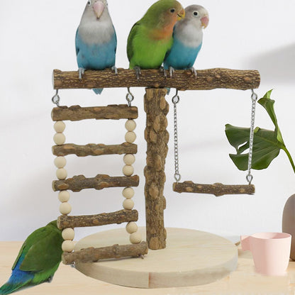 Bird Playground Perch Toy  Natural Wooden Perches for Parrots, Cockatiels, and Small Birds