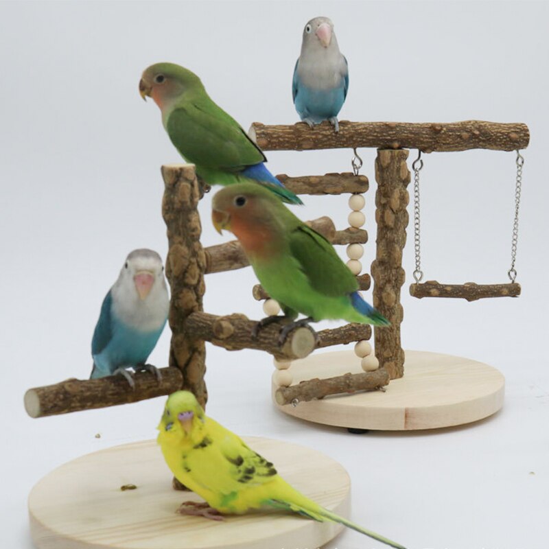 Bird Playground Perch Toy  Natural Wooden Perches for Parrots, Cockatiels, and Small Birds