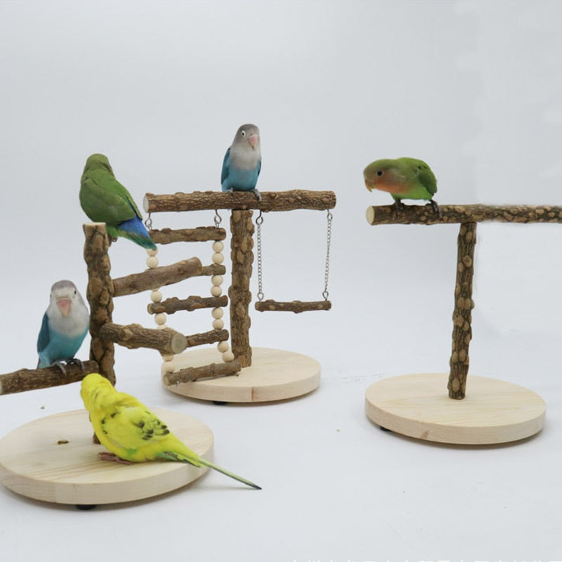 Bird Playground Perch Toy  Natural Wooden Perches for Parrots, Cockatiels, and Small Birds