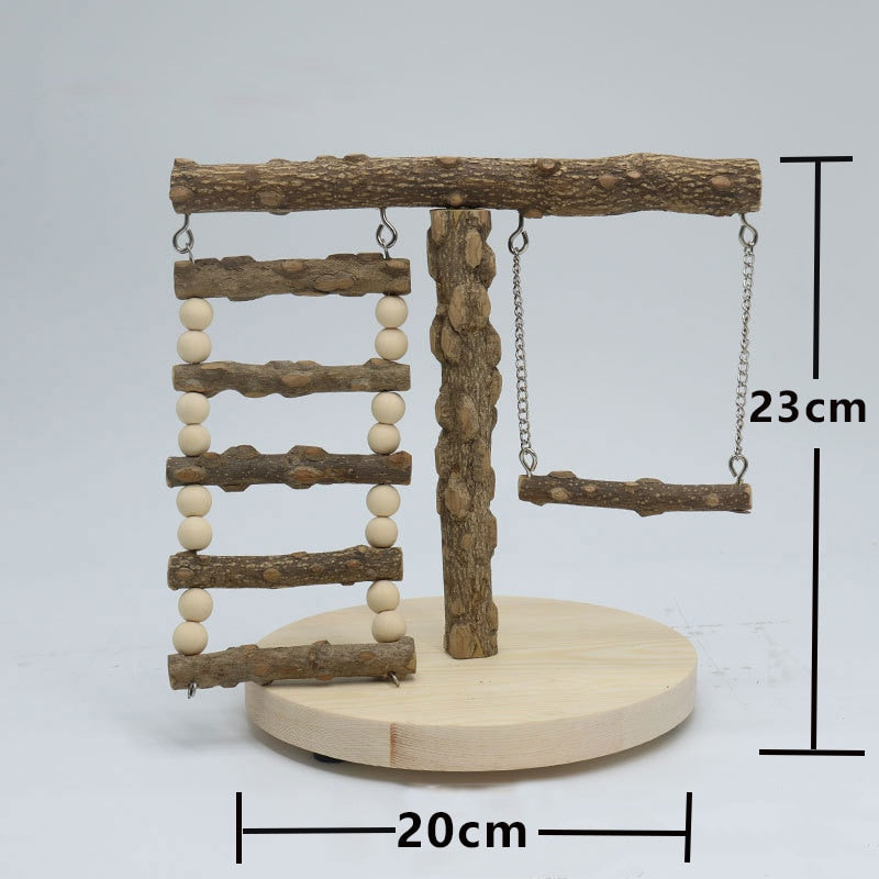 Bird Playground Perch Toy  Natural Wooden Perches for Parrots, Cockatiels, and Small Birds