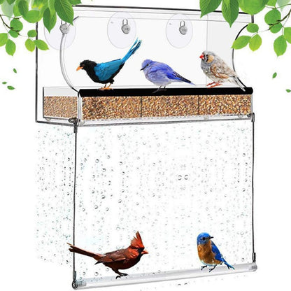 Window Hanging Acrylic Bird Feeder  Clear and Durable Feeder for Indoor and Outdoor Use