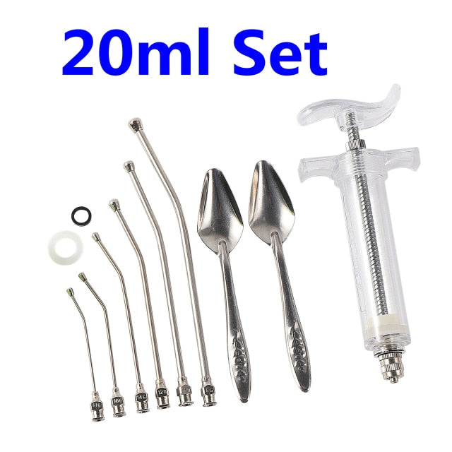6pcs Set Steel Syringe Spoon Feeder Medicine