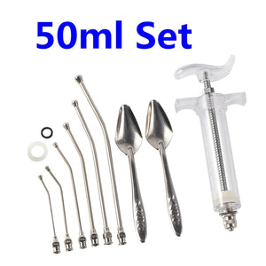 6pcs Set Steel Syringe Spoon Feeder Medicine