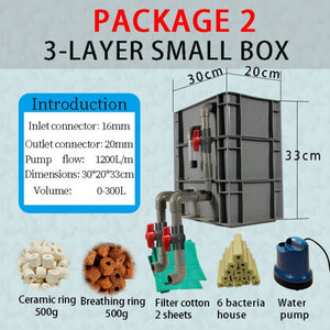 External Canister Layer Box Filter Pump for Koi Fish Pond Aquaponics Aquaculture Aquarium Fish Tank