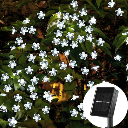 Solar Powered LED Flower String Lights for Outdoor Garden and Pond Decoration