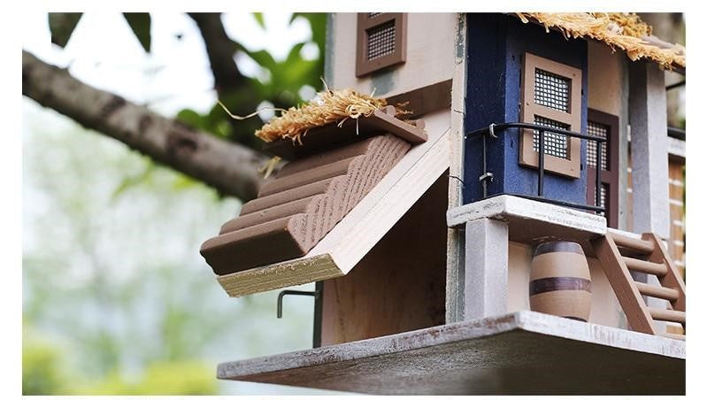 Hanging Modern Wooden Villa Birdhouse