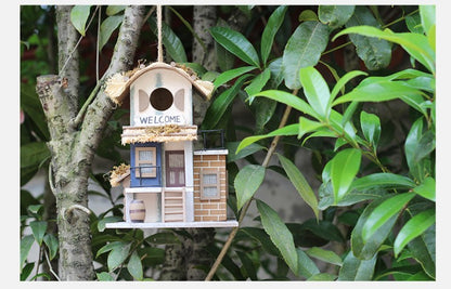 Hanging Modern Wooden Villa Birdhouse